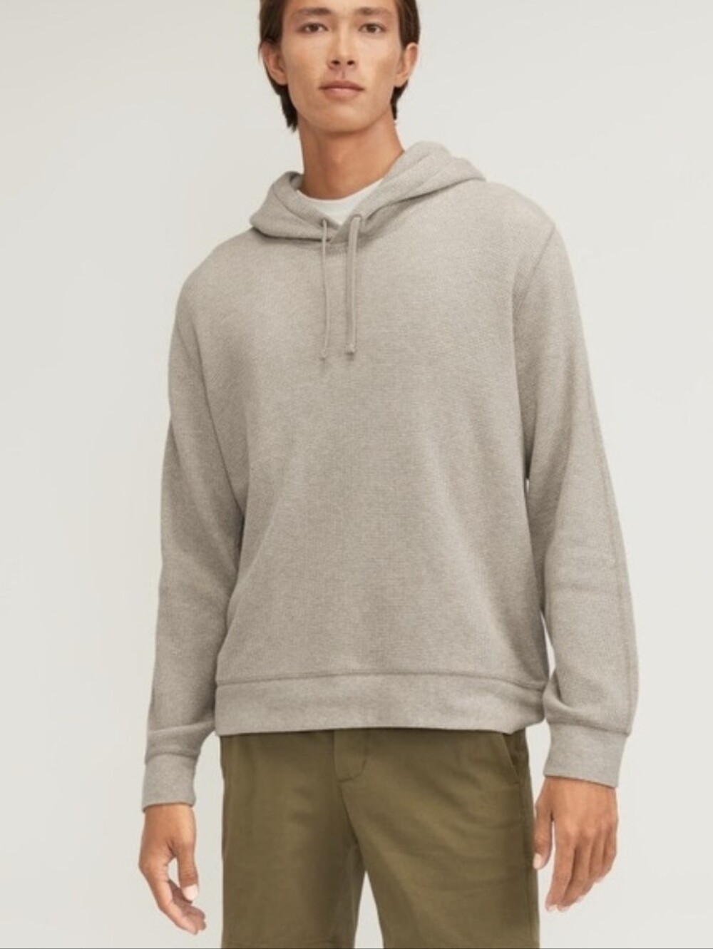 Everlane Men's Hooded Waffle Knit Pullover Sweatshirt